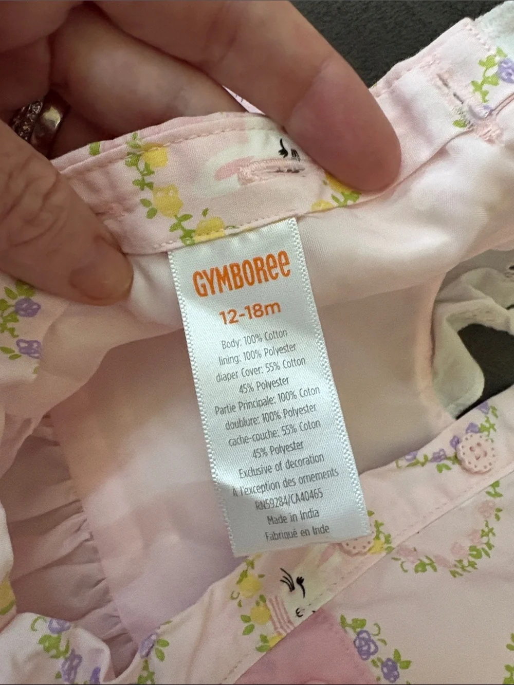 Gymboree Light Pink Bunny Wreath Eyelet Collar Dress